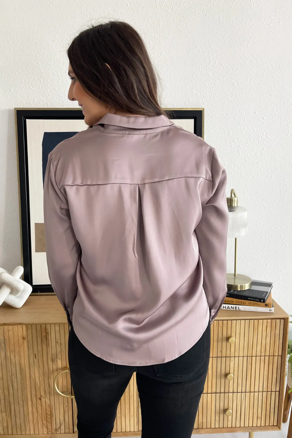 Satin Button-Up Shirt