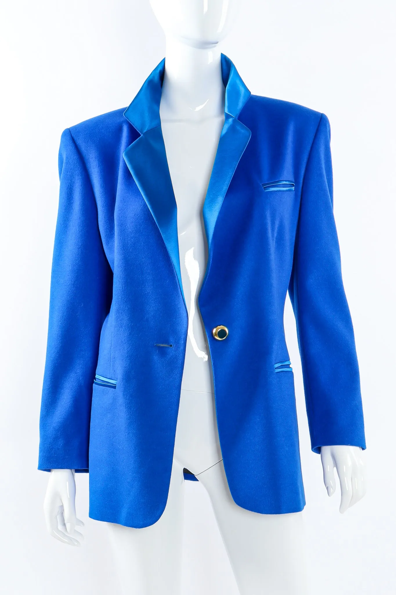 Satin Contrast Blazer & Skirt Set