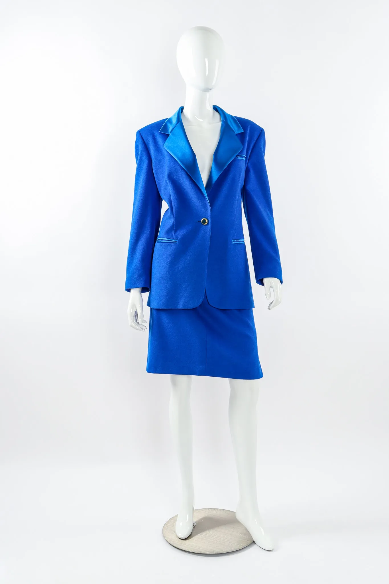 Satin Contrast Blazer & Skirt Set