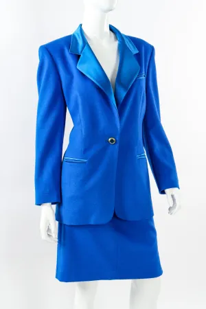 Satin Contrast Blazer & Skirt Set