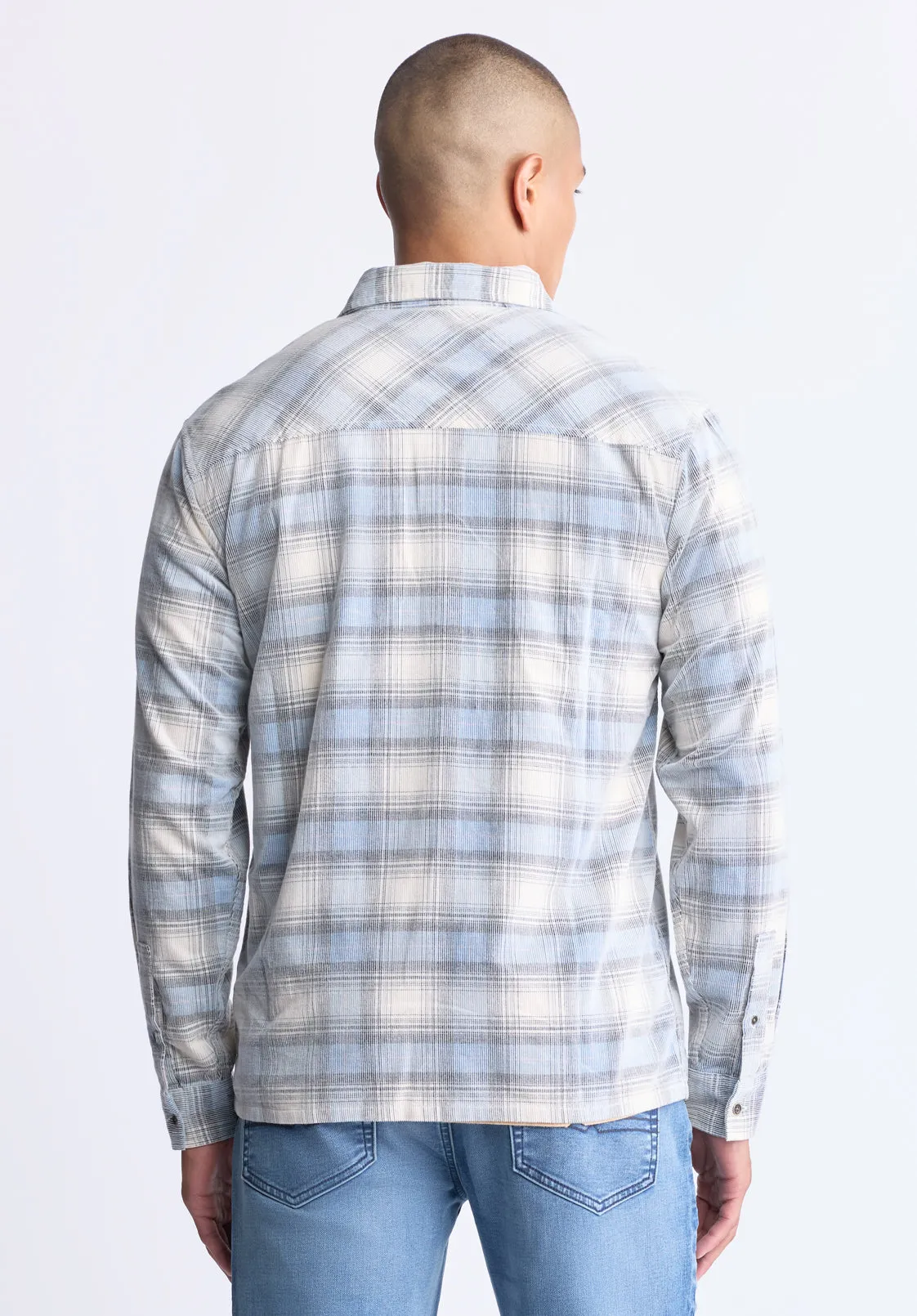Satro Men's Plaid Button-Up Shirt, Blue - BM24498