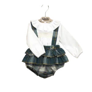 SET OF STRAPS   RUFFLED NECK SHIRT EMERALD