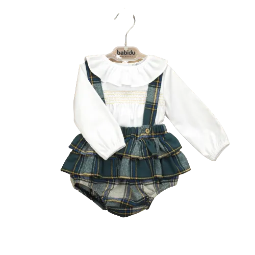 SET OF STRAPS   RUFFLED NECK SHIRT EMERALD