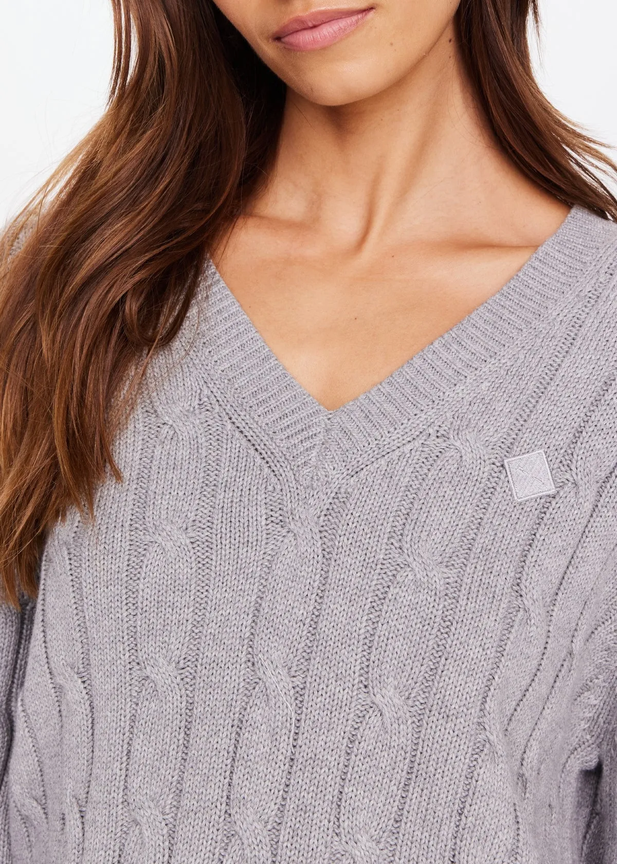 Seymour Cable Knit Sweater | Grey Marle