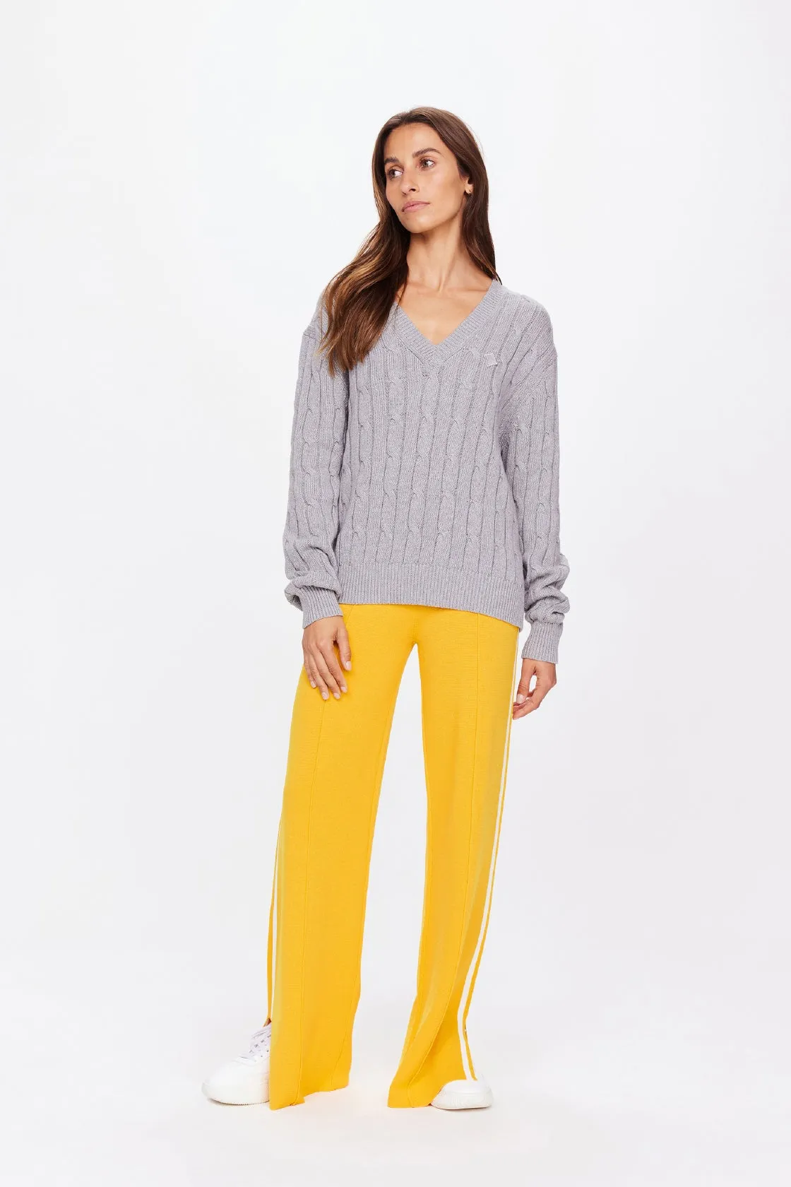 Seymour Cable Knit Sweater | Grey Marle