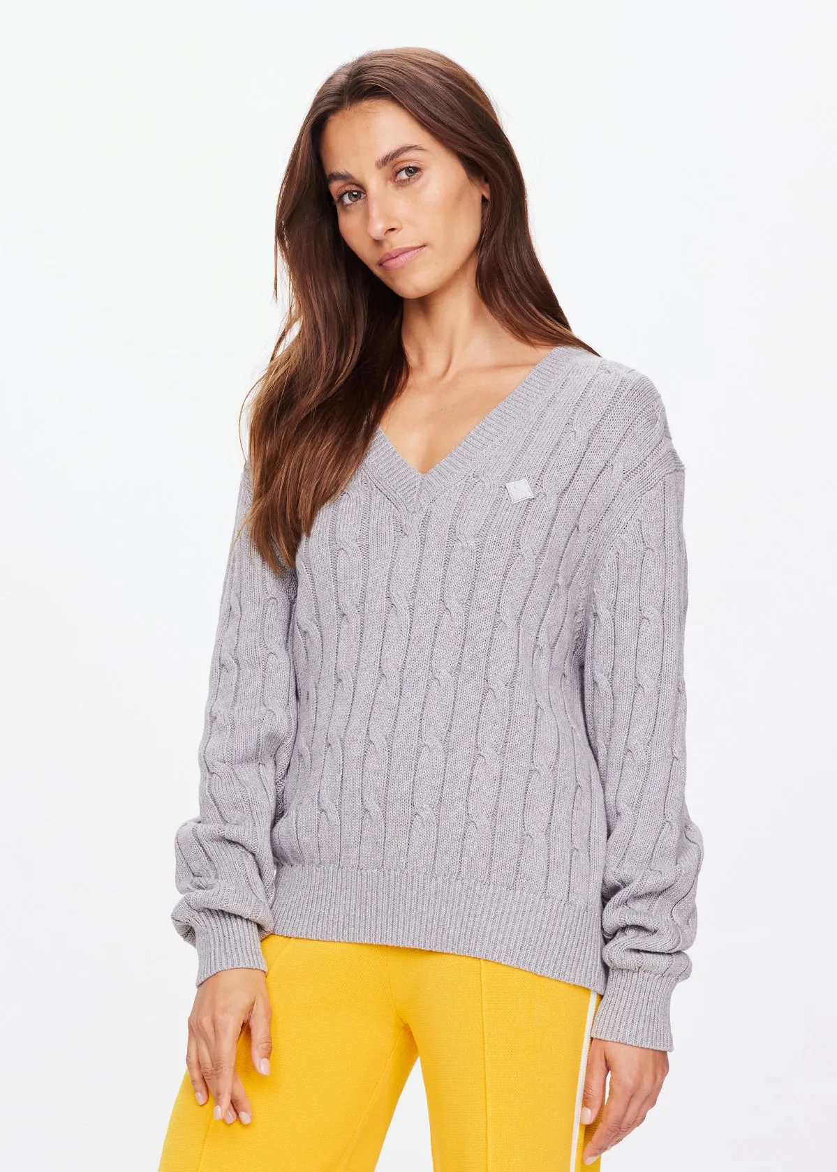 Seymour Cable Knit Sweater | Grey Marle