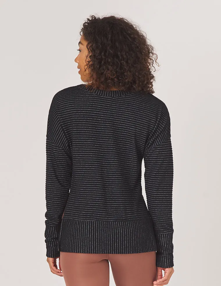 Shaker Knit Pullover: Black