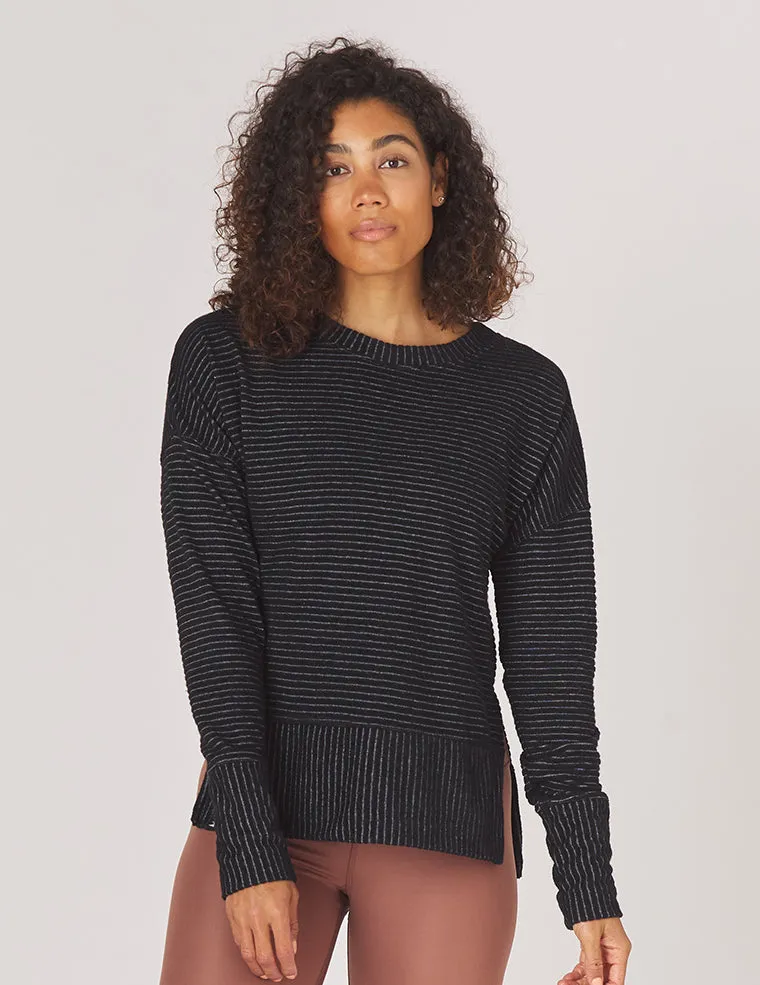 Shaker Knit Pullover: Black