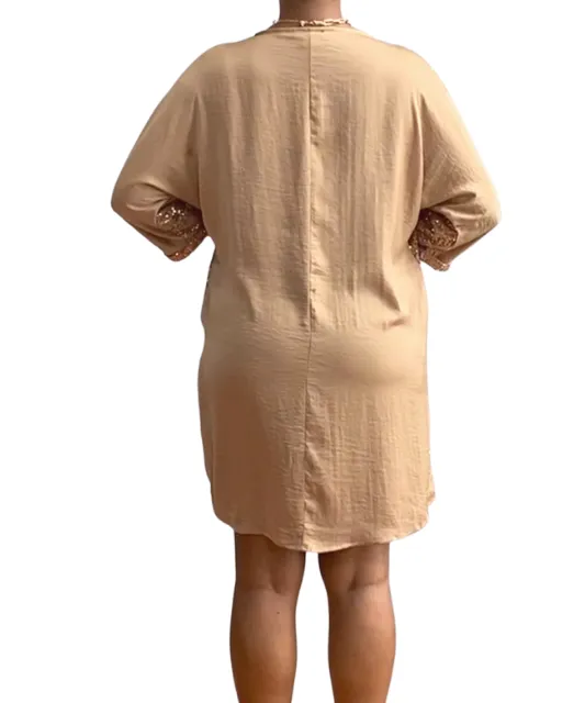 Shimmering Nights Champaign Sequin Shirt Dress
