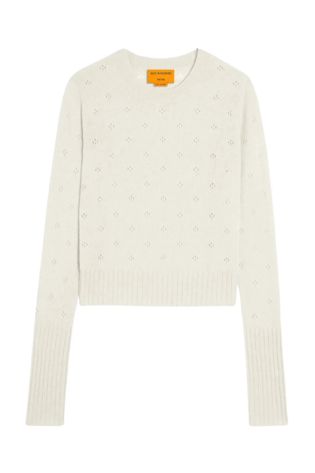 Shrunken Pointelle Crew | Cream