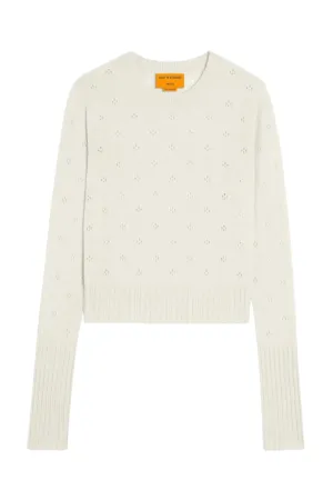 Shrunken Pointelle Crew | Cream