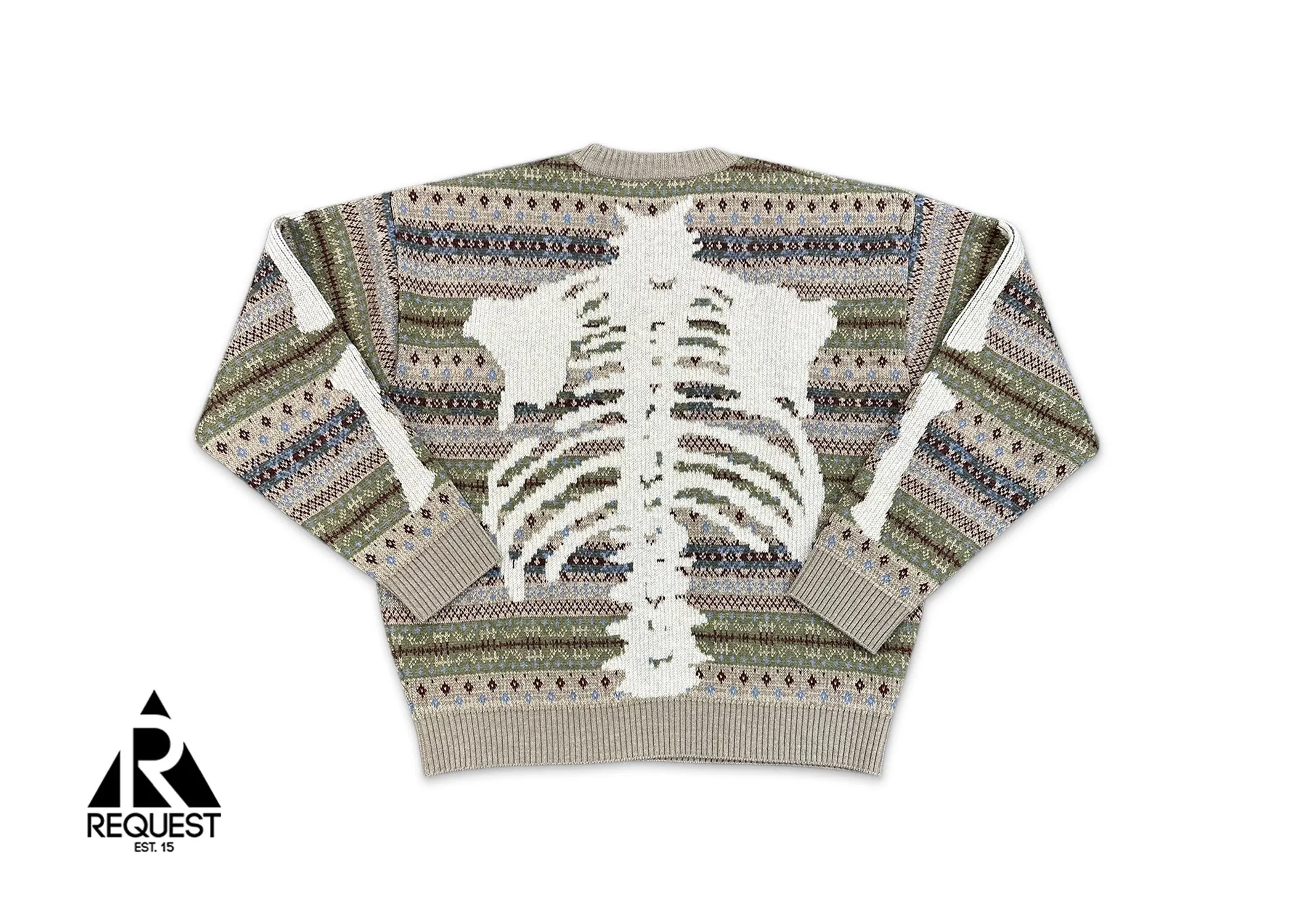 Skeleton Distressed Jacquard Knit Sweater "Saxophone"