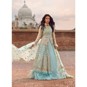 Sky blue double shirt gown style dress # P2622