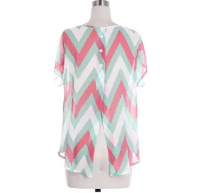Soft Chevron Shirt With Back Buttons
