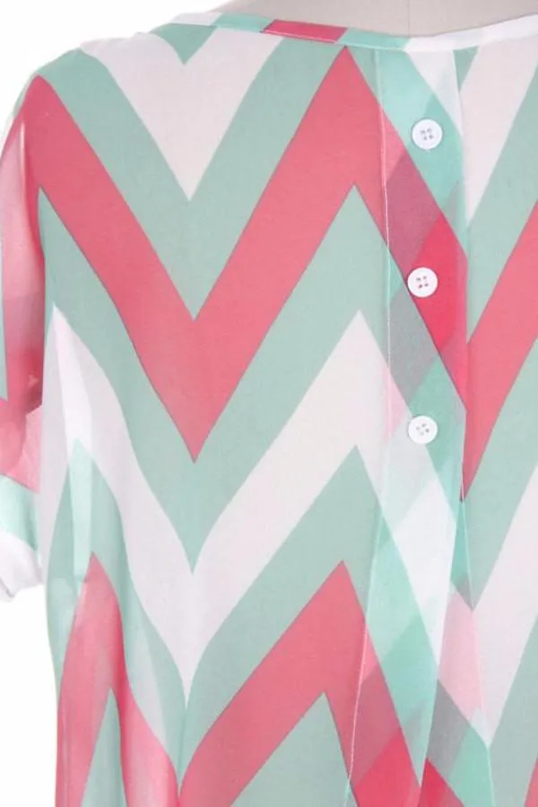 Soft Chevron Shirt With Back Buttons