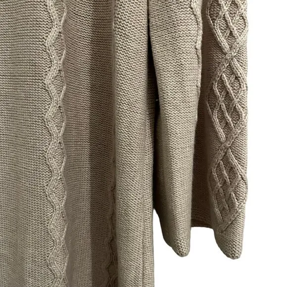 Soft Surroundings Reza Diamond Lattice 3/4 Flare Sleeve Sweater Beige L