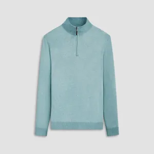 Solid Cotton Cashmere Quarter Zip Sweater