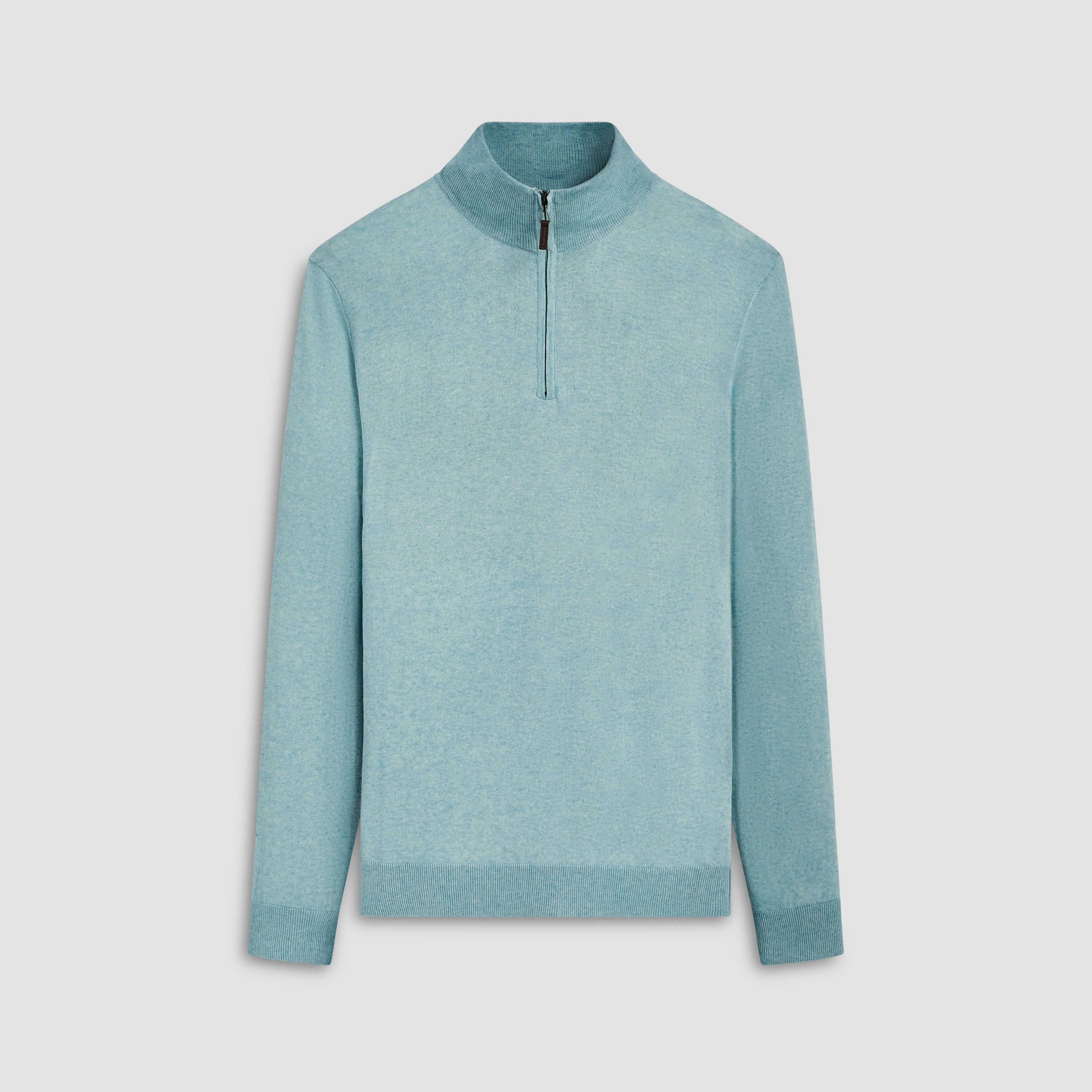 Solid Cotton Cashmere Quarter Zip Sweater