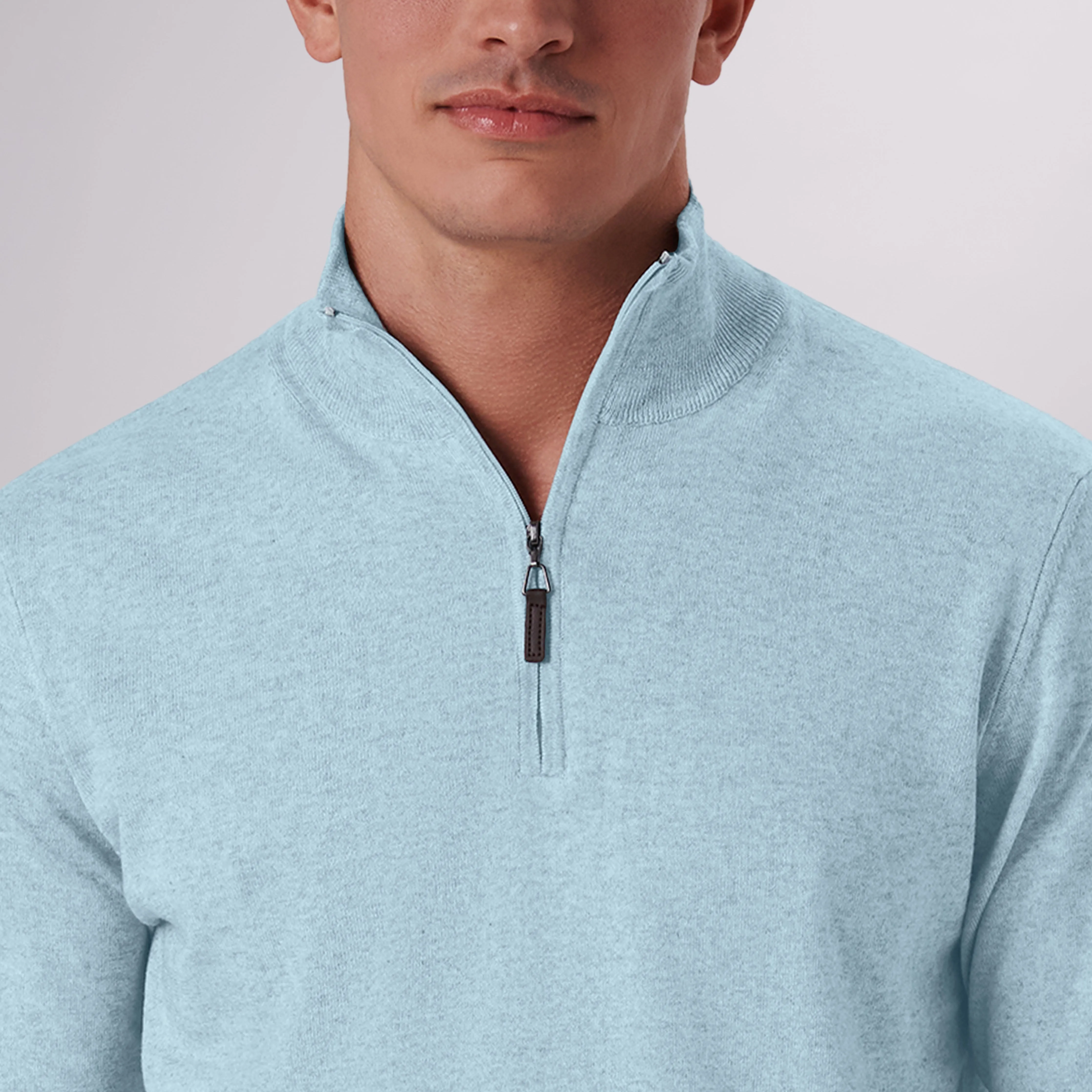 Solid Cotton Cashmere Quarter Zip Sweater