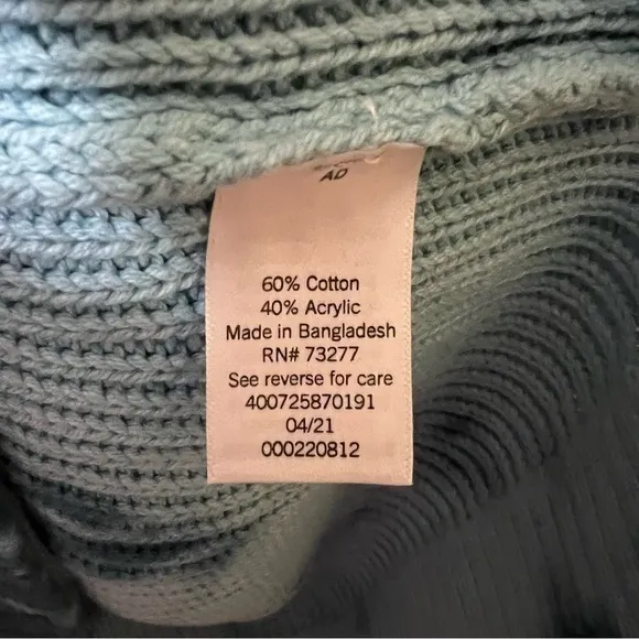 Sonoma Womens Plus Size Blue Cable Knit V Neck Sweater