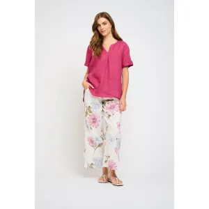SPLIT LEG LINEN PANT IN FLORAL