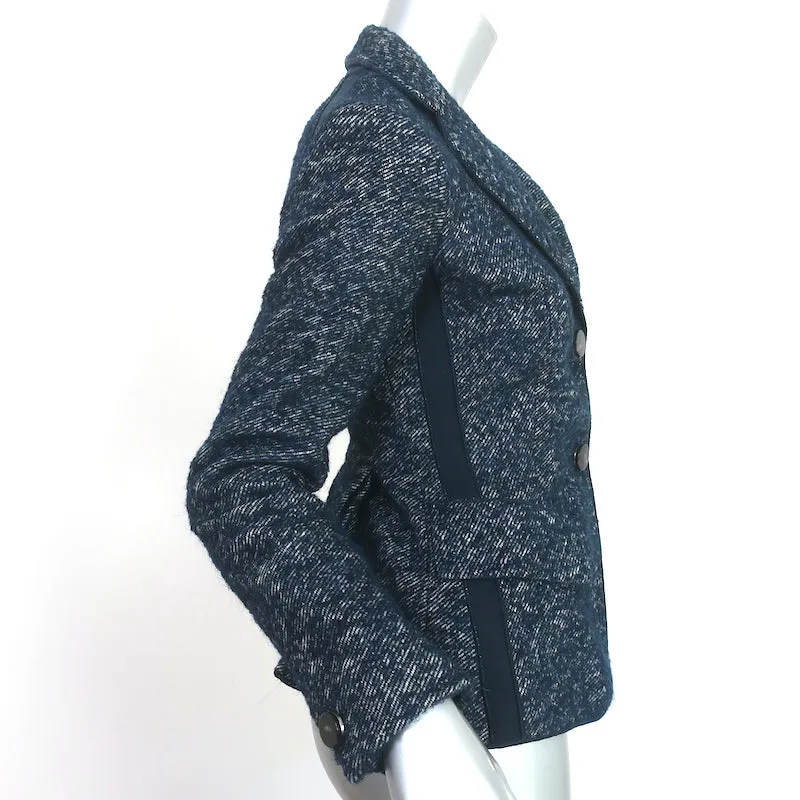 Sportmax Defile Tweed Jacket Navy Mohair-Blend Size US 2 Two Button Blazer