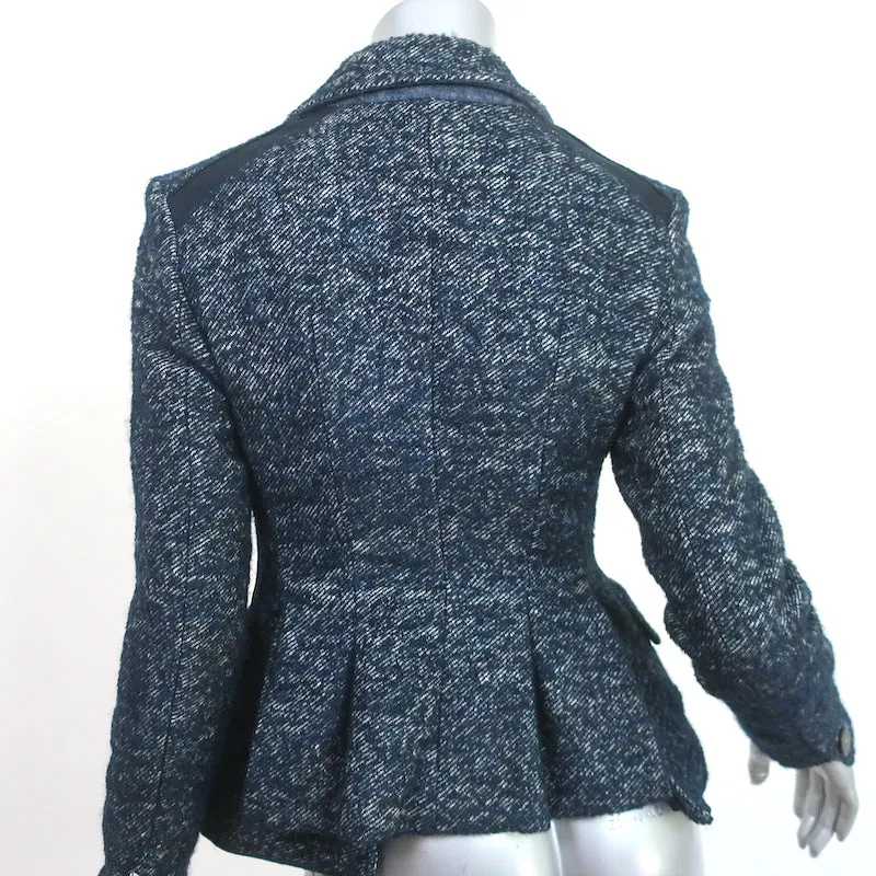 Sportmax Defile Tweed Jacket Navy Mohair-Blend Size US 2 Two Button Blazer