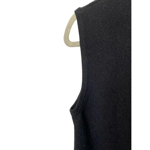 St. John by Marie Grey Black Sweater Ruffle Turtleneck 100% Cashmere Sz Small