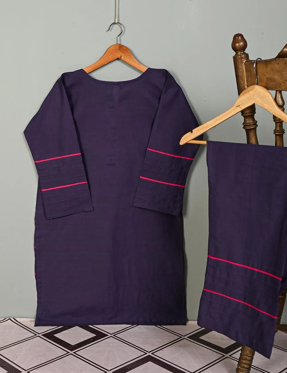 STP-006B-Purple - 2Pc Cotton Stitched