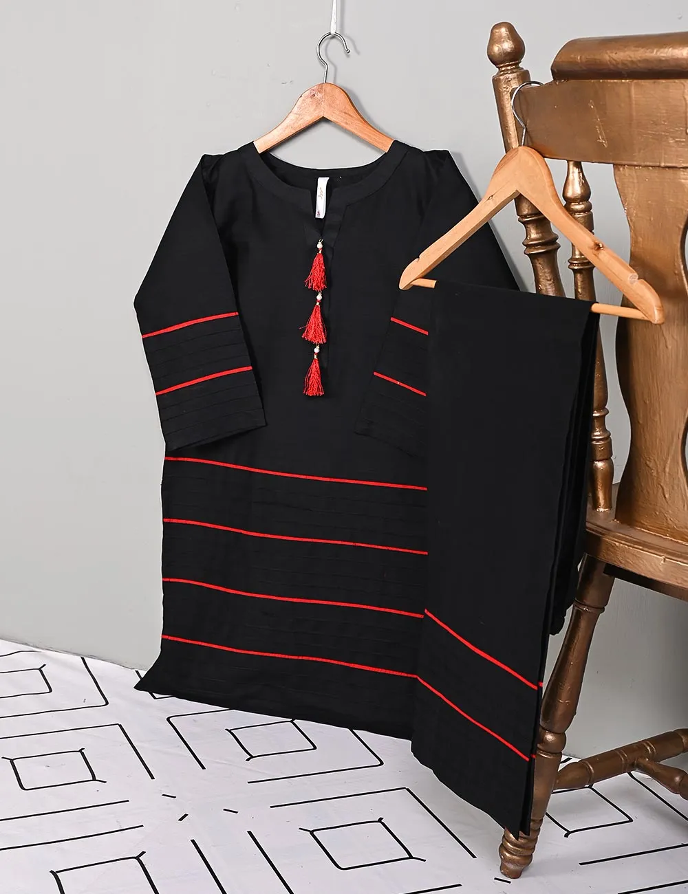 STP-006F-Black - 2Pc Cotton Stitched