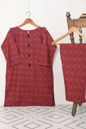 STP-031A-Maroon - 2Pc Cotton Printed Stitched