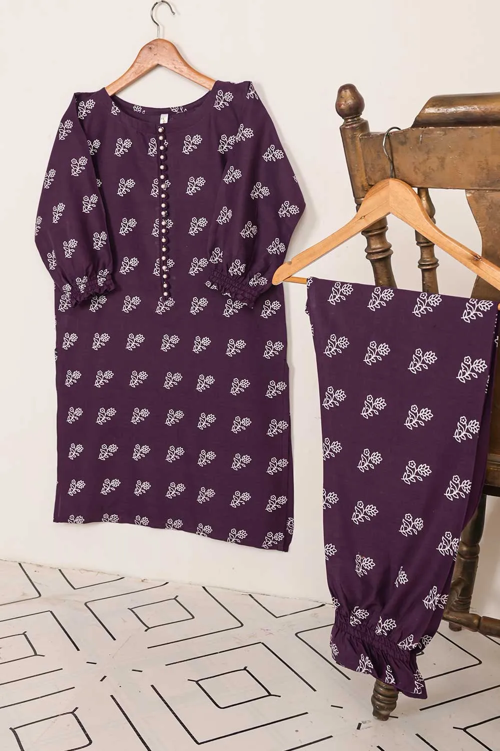 STP-036B-Dark Purple - 2PC COTTON STITCHED