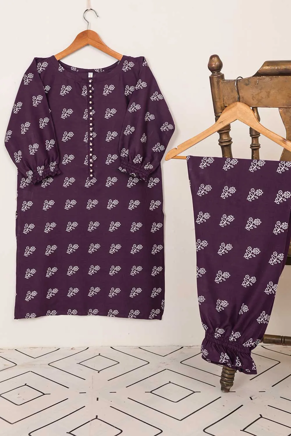 STP-036B-Dark Purple - 2PC COTTON STITCHED