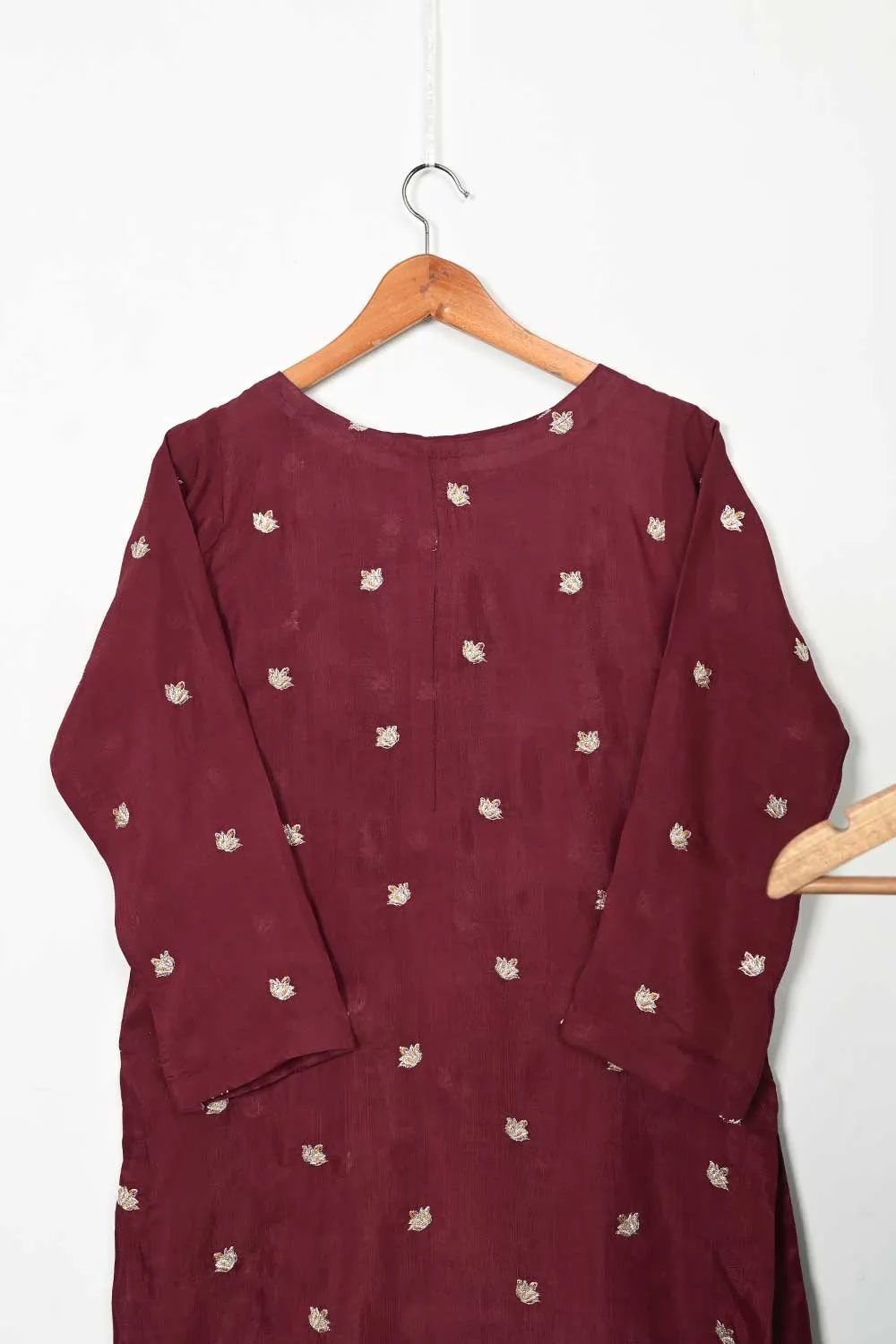 STP-105B-Maroon - 2PC COTTON SLUB STITCHED