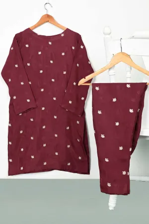 STP-105B-Maroon - 2PC COTTON SLUB STITCHED