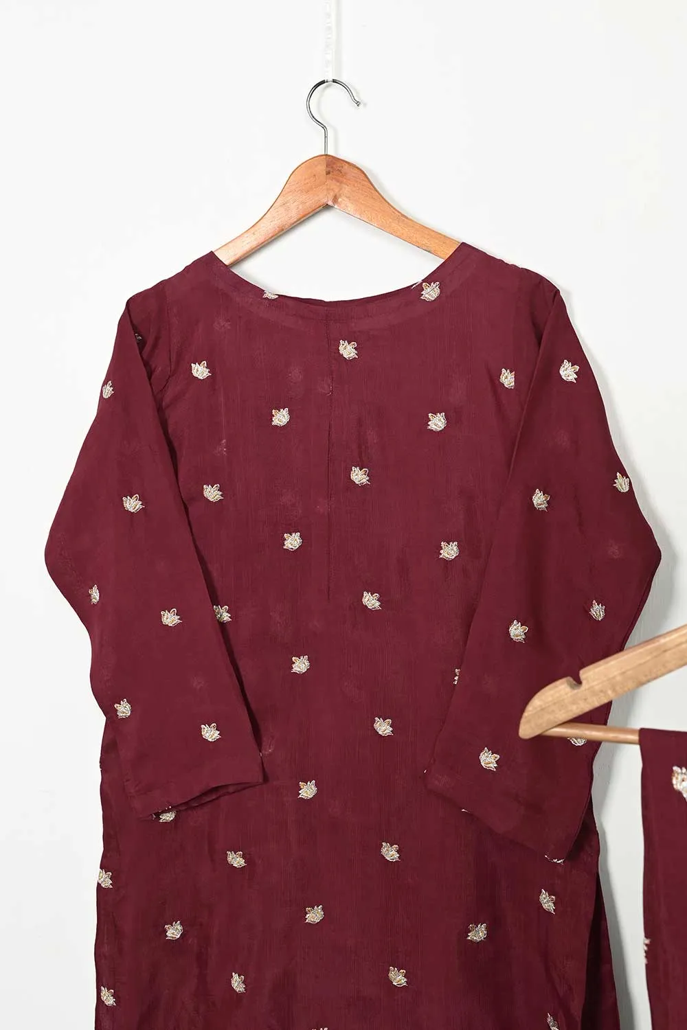 STP-105B-Maroon - 2PC COTTON SLUB STITCHED