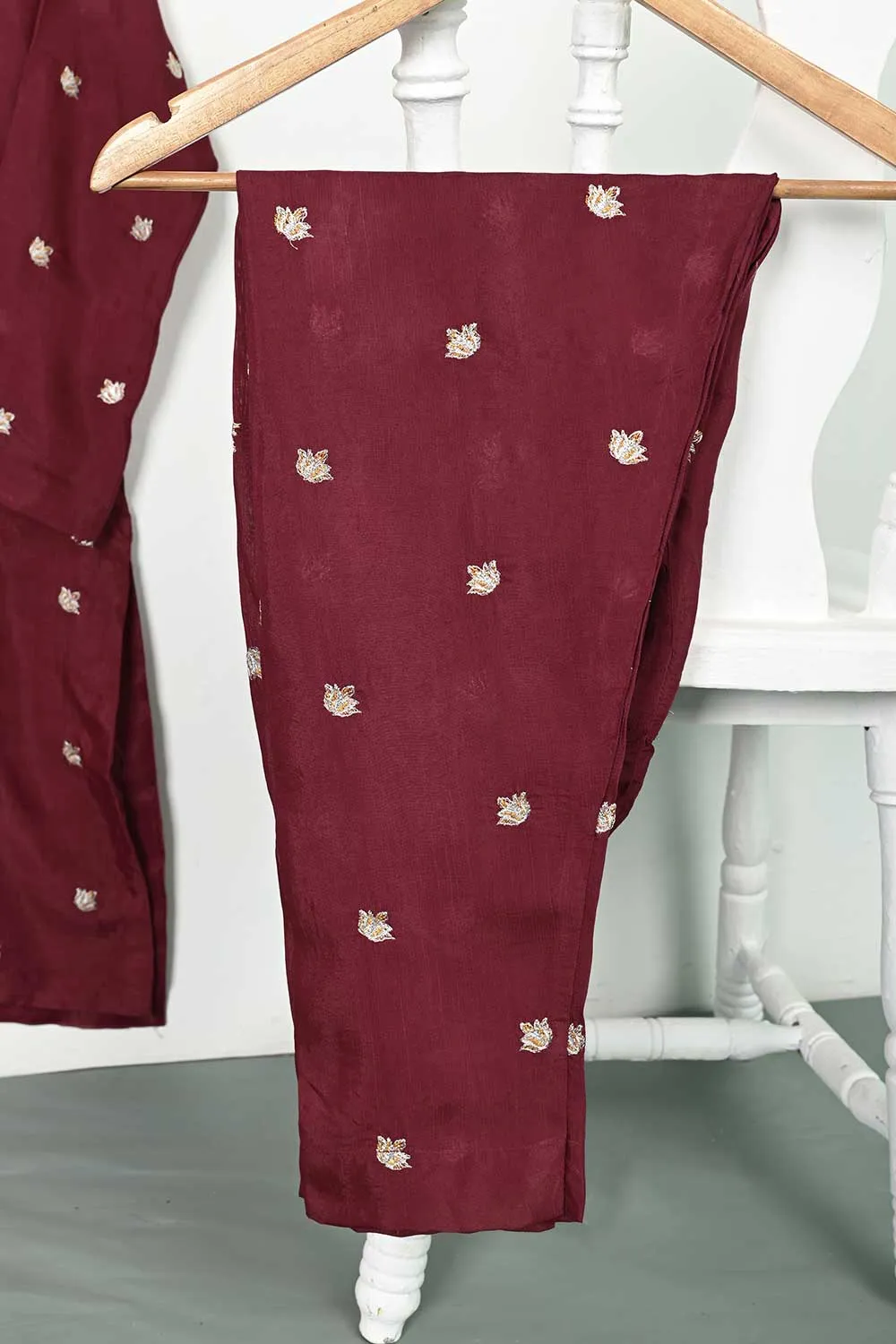 STP-105B-Maroon - 2PC COTTON SLUB STITCHED