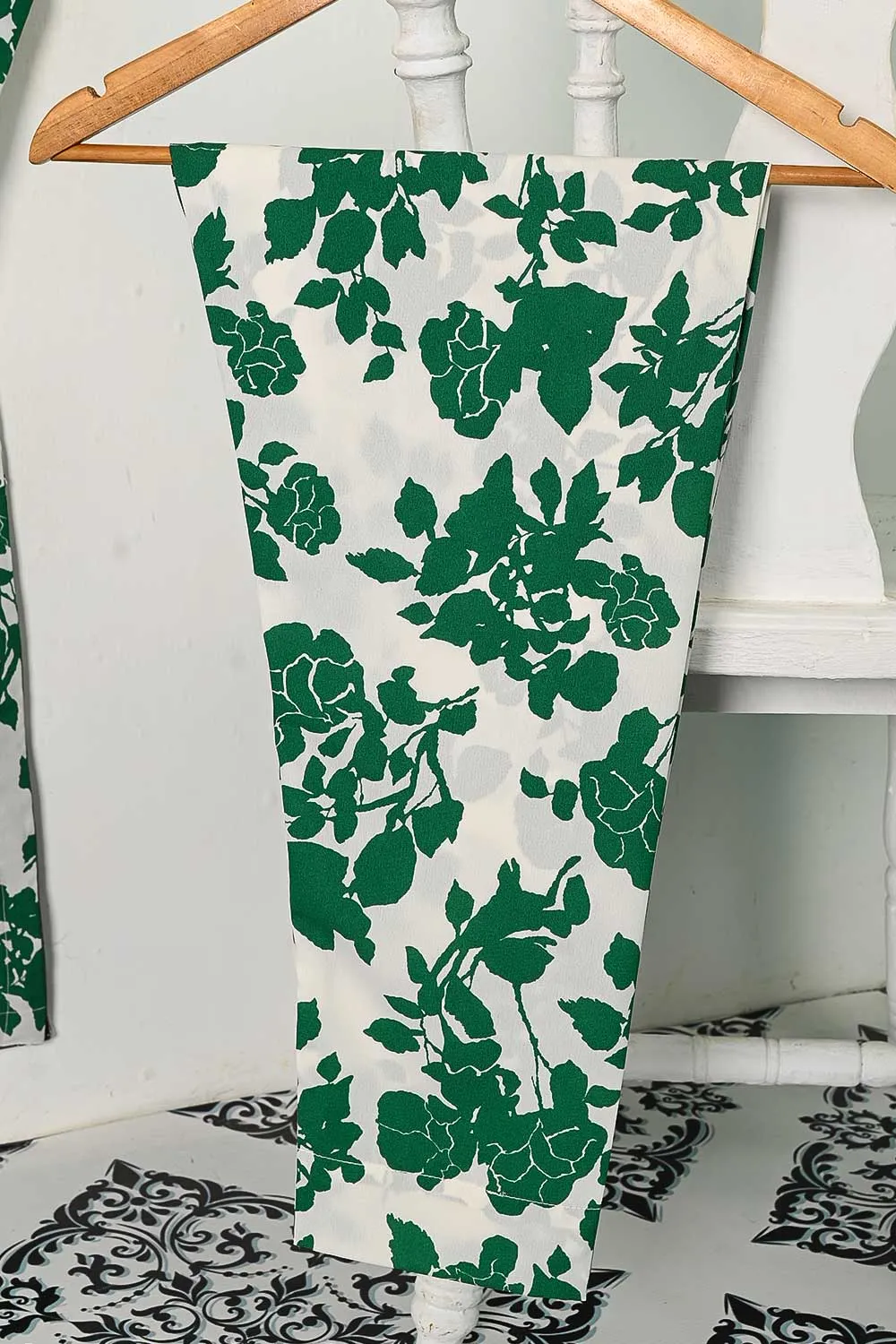 STP-128A-White -  2PC GEORGETTE CREPE DIGITAL PRINTED STITCHED