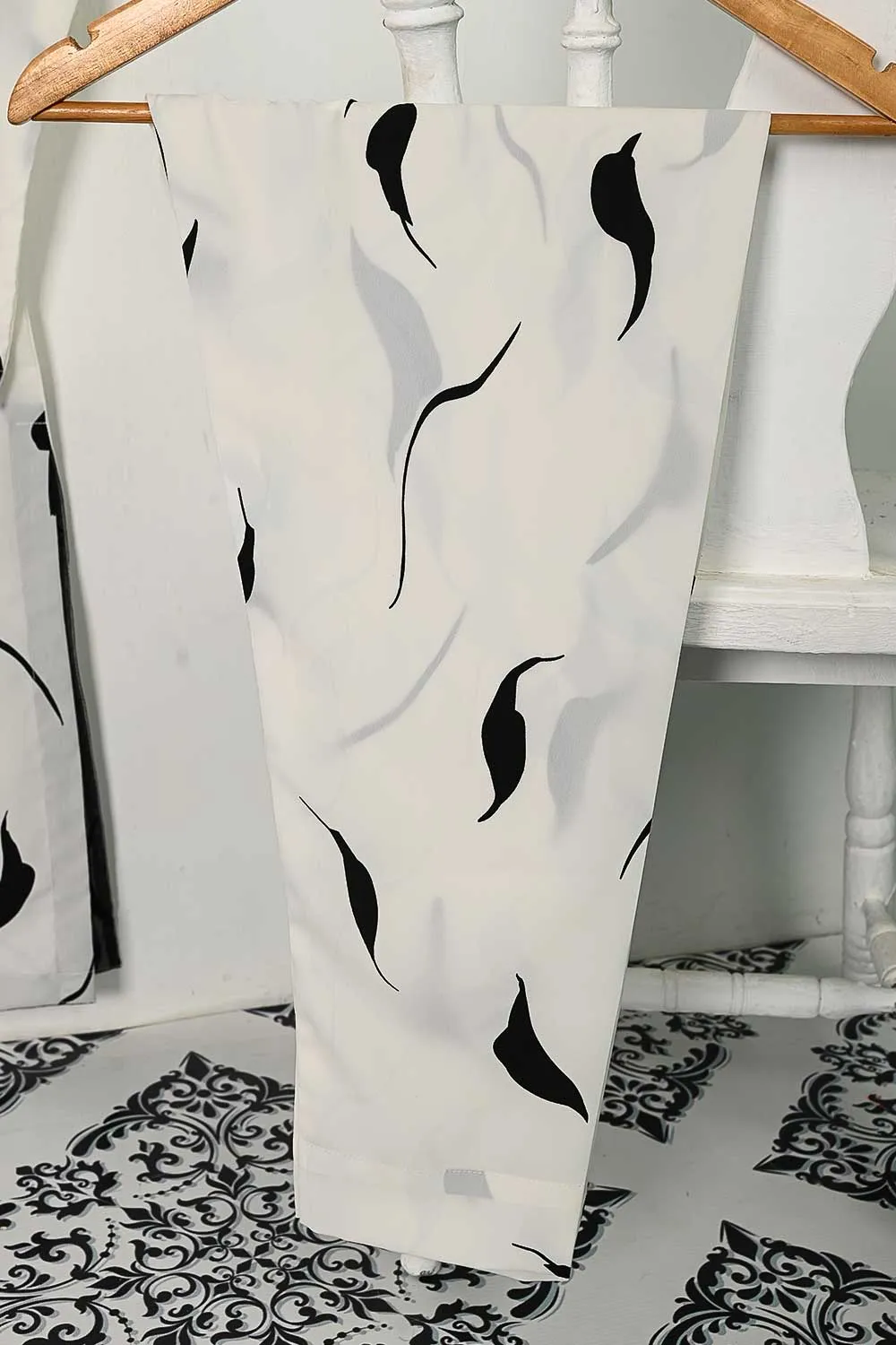 STP-134A-White -  2PC GEORGETTE CREPE DIGITAL PRINTED STITCHED