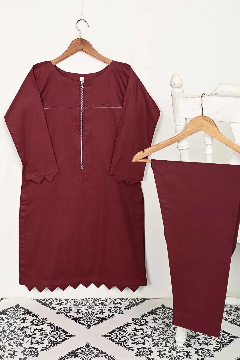 STP-139A-Maroon - 2PC COTTON STITCHED