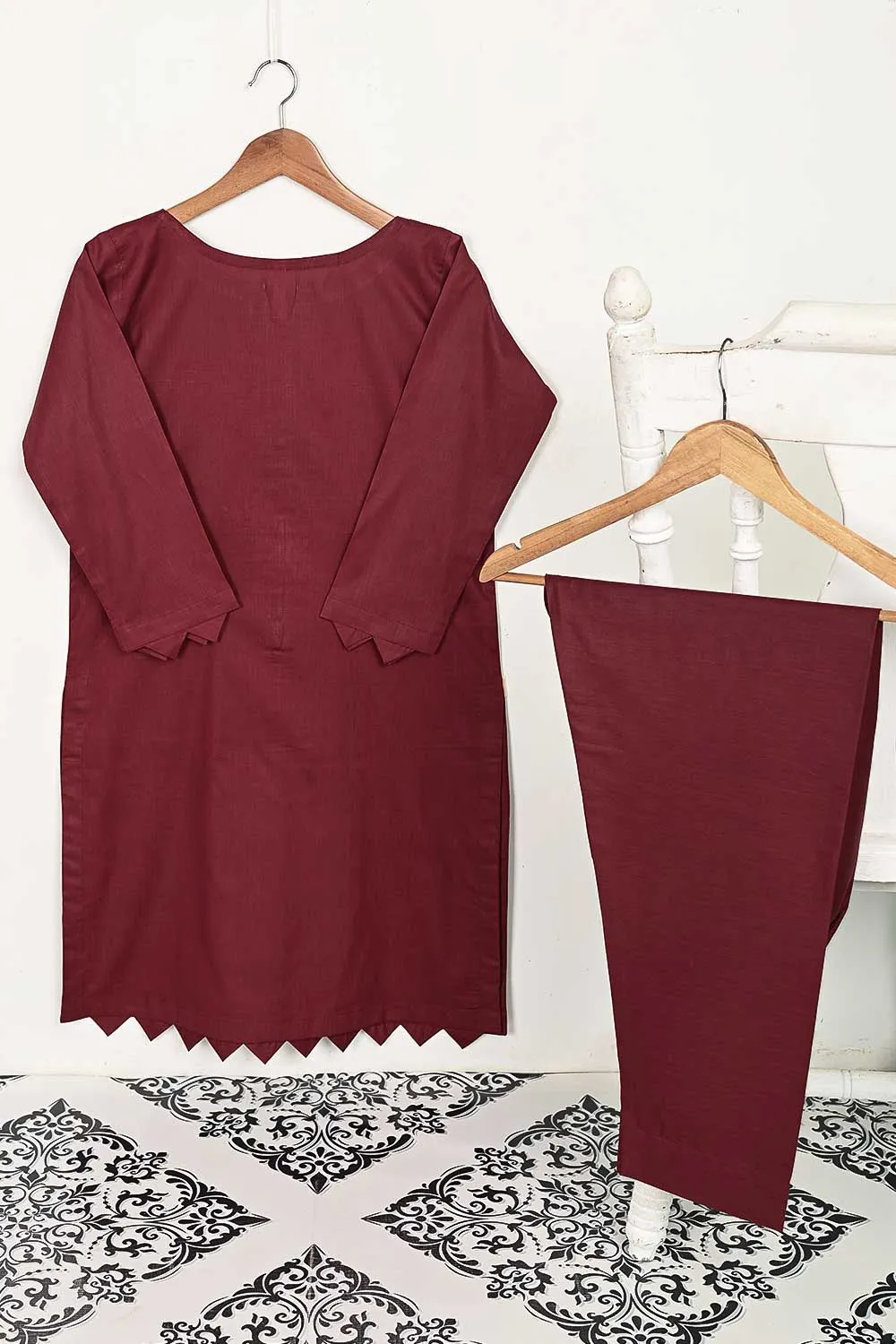 STP-139A-Maroon - 2PC COTTON STITCHED
