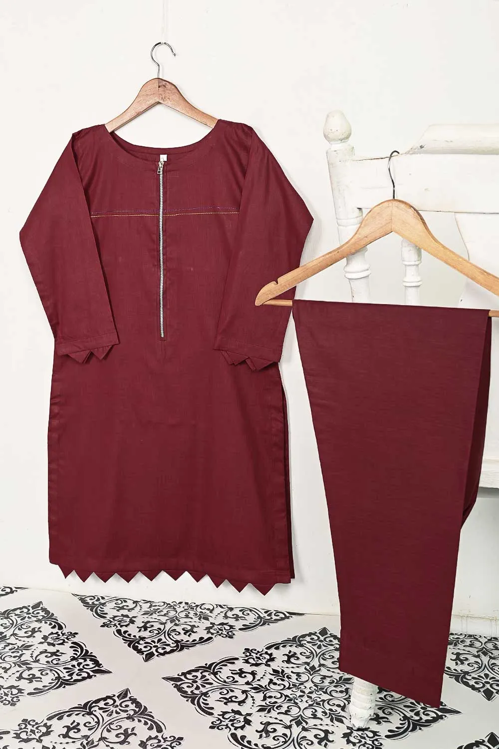 STP-139A-Maroon - 2PC COTTON STITCHED