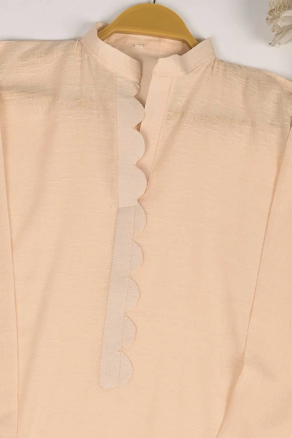 STP-168A-Peach - 2PC SELF JACQUARD LAWN STITCHED
