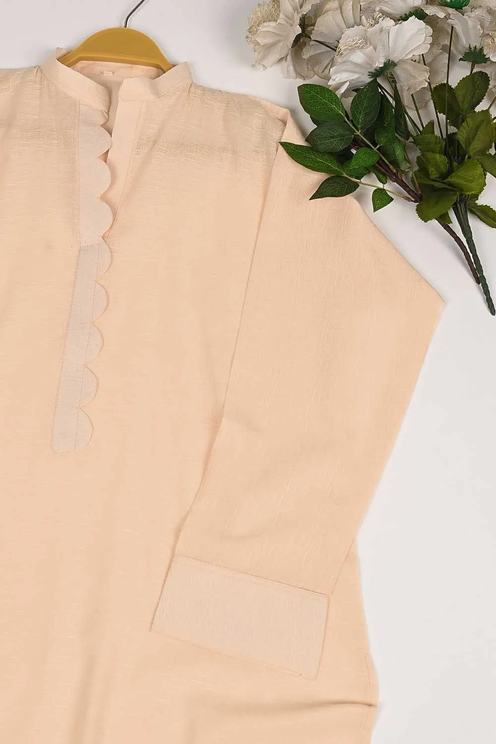 STP-168A-Peach - 2PC SELF JACQUARD LAWN STITCHED