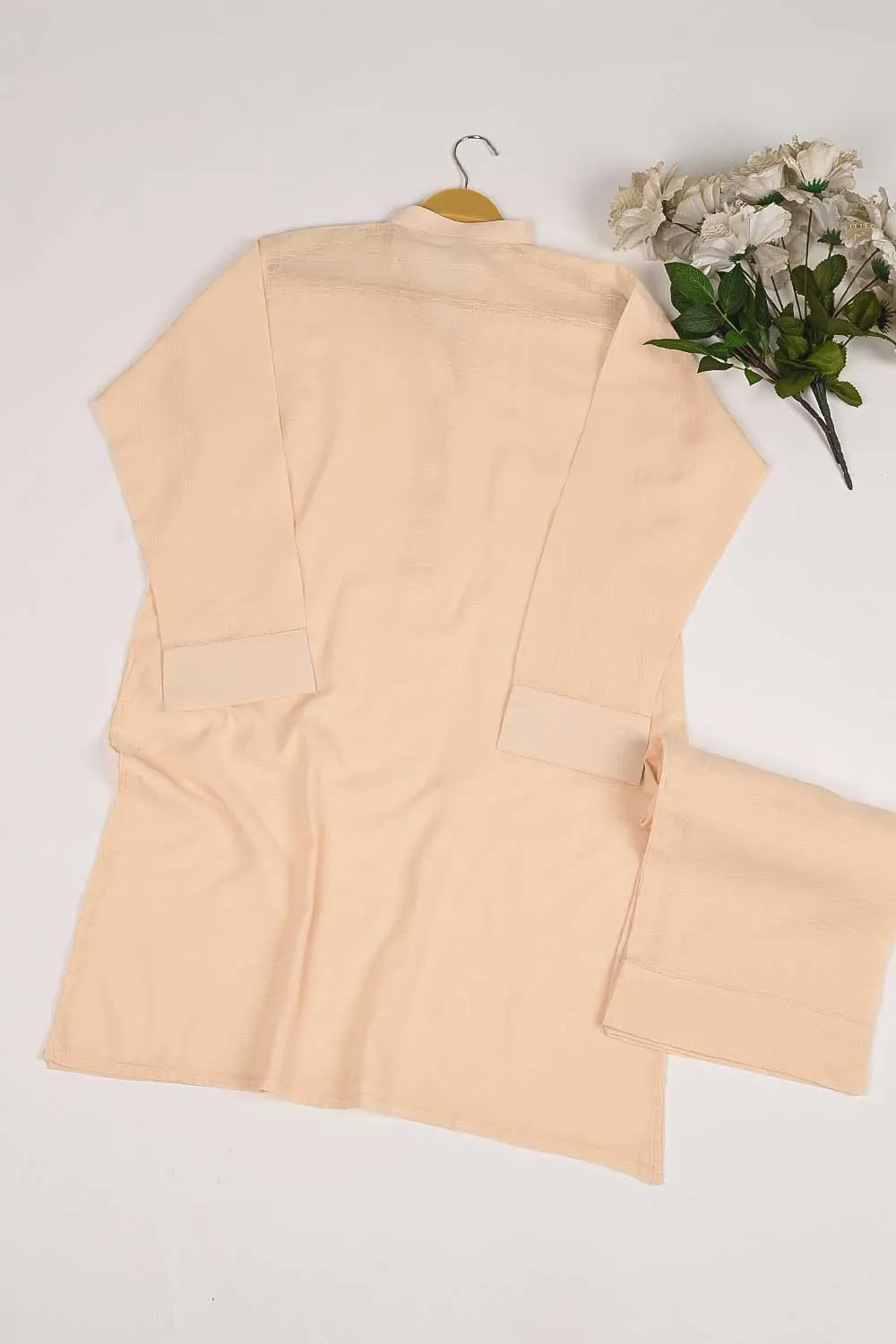 STP-168A-Peach - 2PC SELF JACQUARD LAWN STITCHED