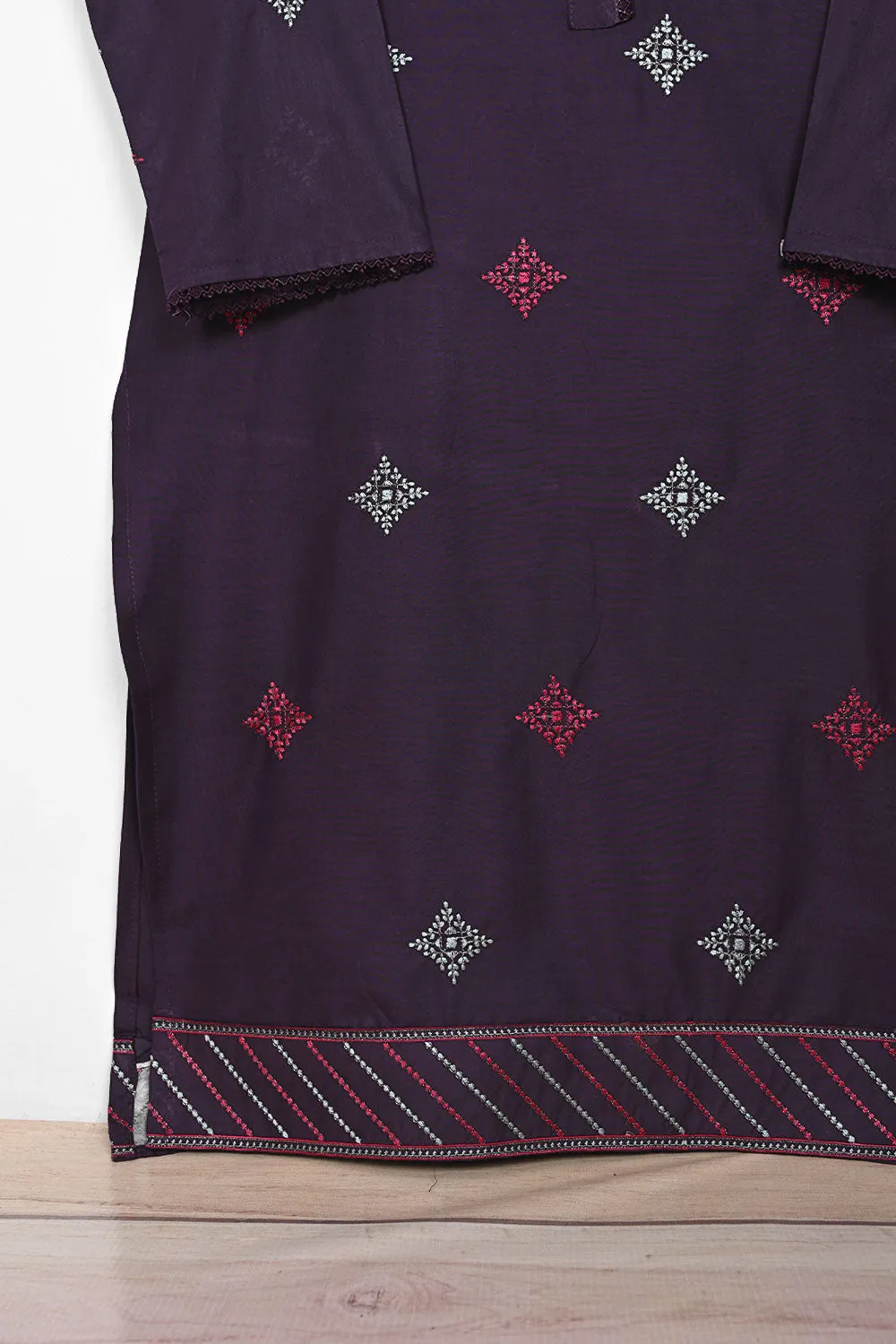 STP-174B-Purple - 2PC EMBROIDERED COTTON