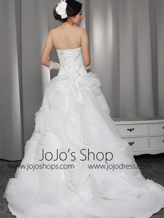 Strapless Ruffles Wedding Dress with Beadings | RS3002