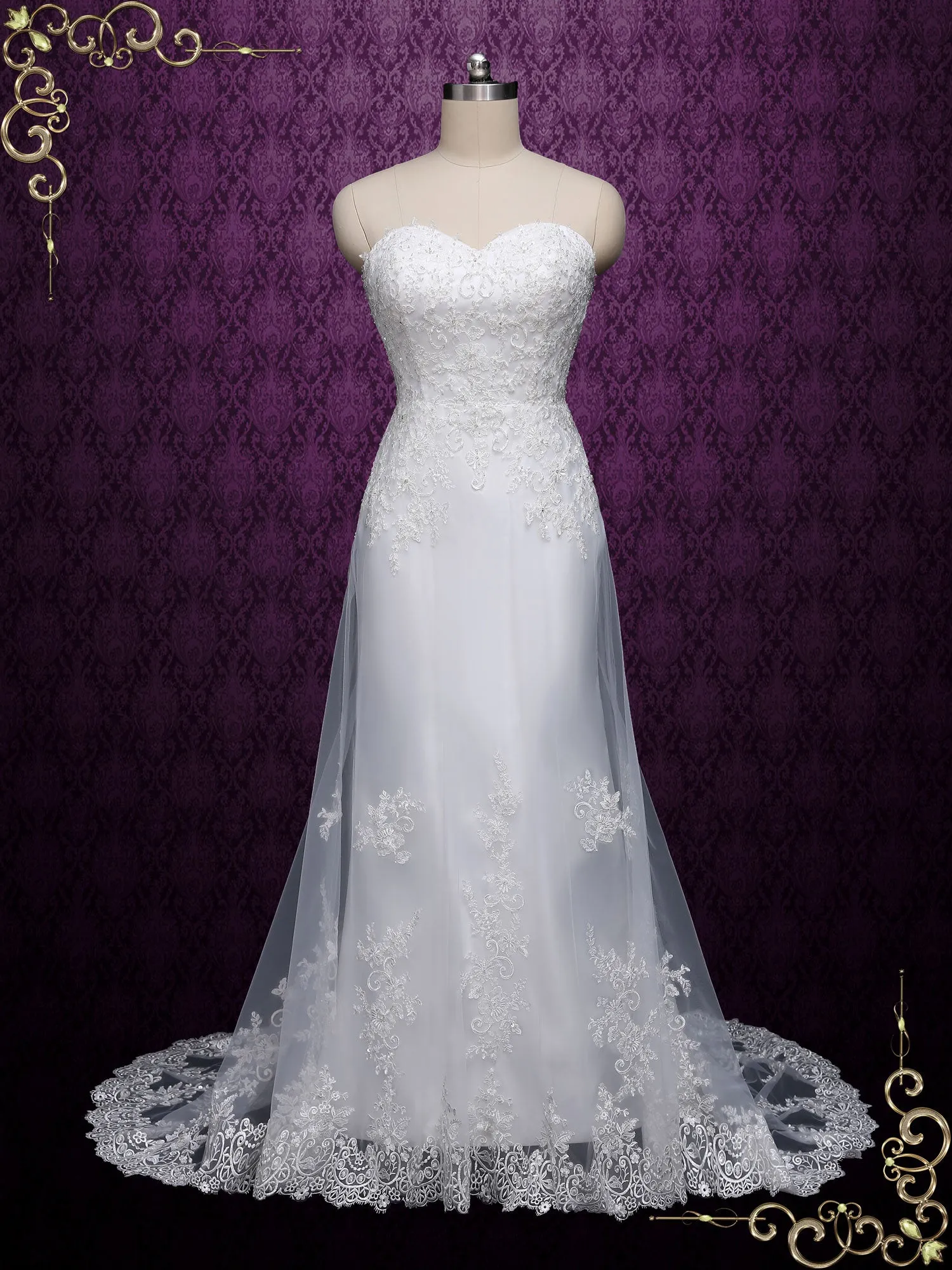 Strapless Slim A-line Lace Wedding Dress LYN