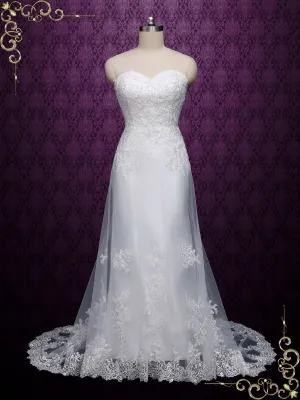 Strapless Slim A-line Lace Wedding Dress LYN