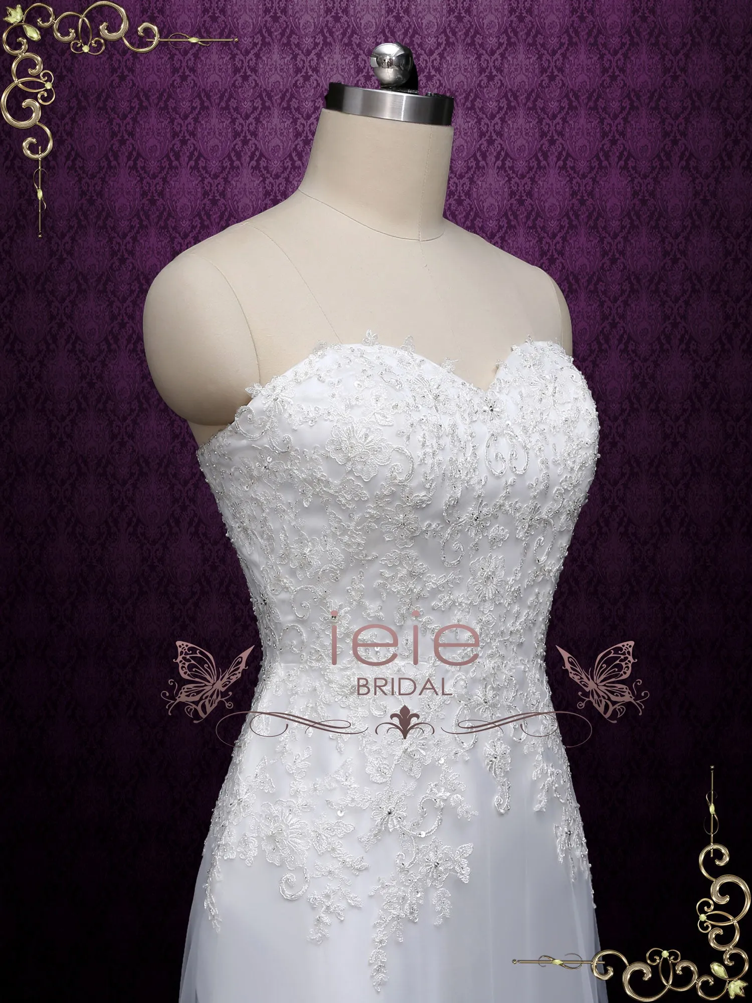 Strapless Slim A-line Lace Wedding Dress LYN
